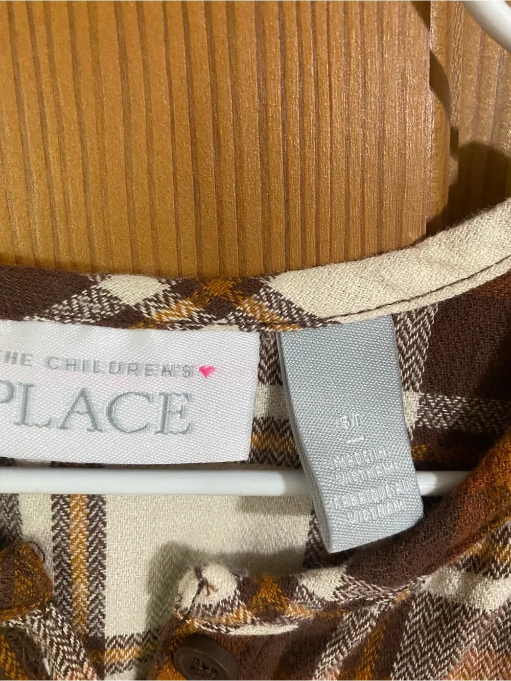 The Children's Place Brown and Cream Plaid Tiered Long-Sleeve Dress - Picture 2 of 3